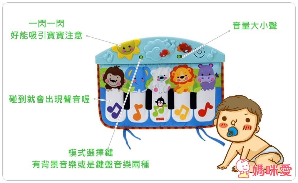 《Fisher-Price 費雪》床頭兩用音樂投射聲光吊鈴+踢踢腳小鋼琴+小猴子手推車玩具+長頸鹿音樂玩具