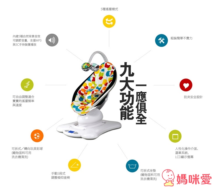 【美國 4moms】單手收納 寶寶遊戲網床 / 圓弧設計 自然擺動 嬰兒電動安撫椅