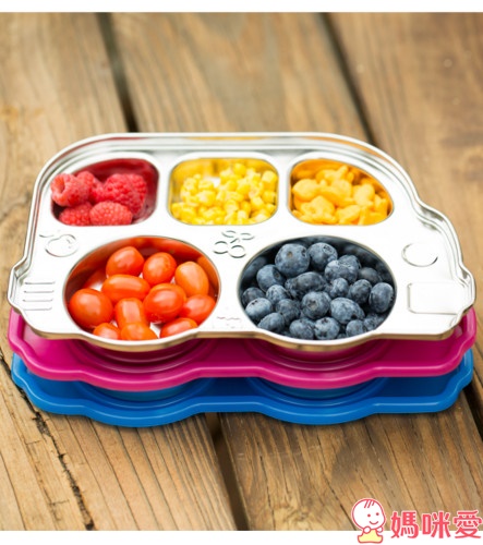 《美國 innobaby 不鏽鋼餐具》車車餐盤組 /  不鏽鋼餐具  / 固齒器