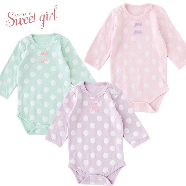 日本Chuckle Baby - 草莓紅水玉長袖包屁衣