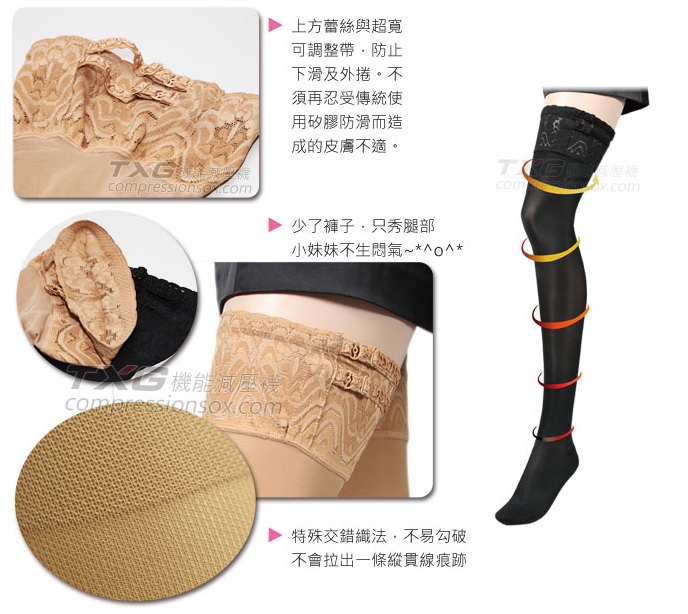 TXG蕾絲調整大腿襪