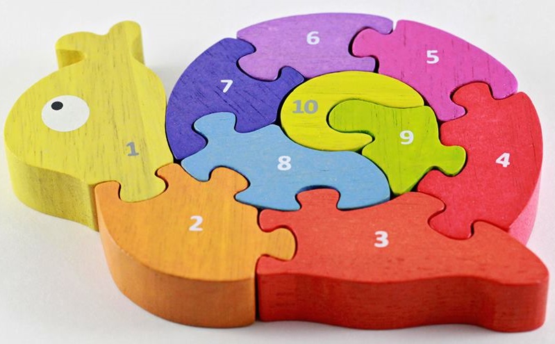 ✿Begin Again 木質拼圖：蝸牛數字