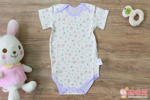 短袖無開襟洞洞包屁衣