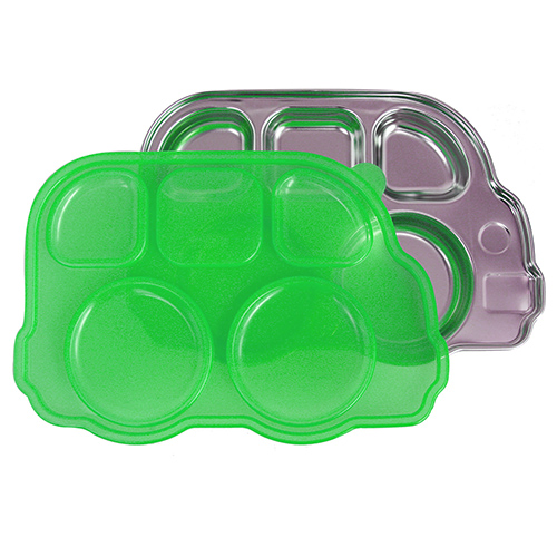 《美國 innobaby 不鏽鋼餐具》車車餐盤組 /  不鏽鋼餐具  / 固齒器