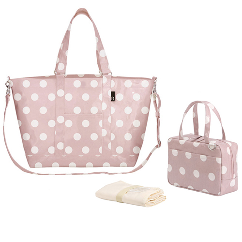 MammyRoo 防潑水大容量人氣 2 way 媽媽包：粉紅大水玉