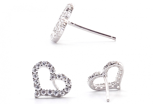 美國ILG鑽飾 - 心的問候-八心八箭耳環-S925純銀鍍白K