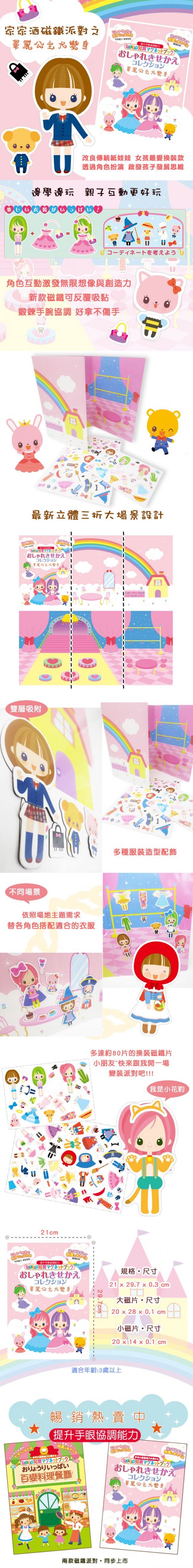 日本永岡書局 - 劇場版3折頁磁鐵書套組-百變料理餐廳+華麗公主大變身