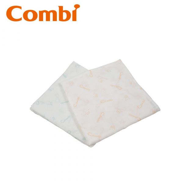 日本 Combi - 經典雙層紗布多用途浴包巾(2入)-橘+綠