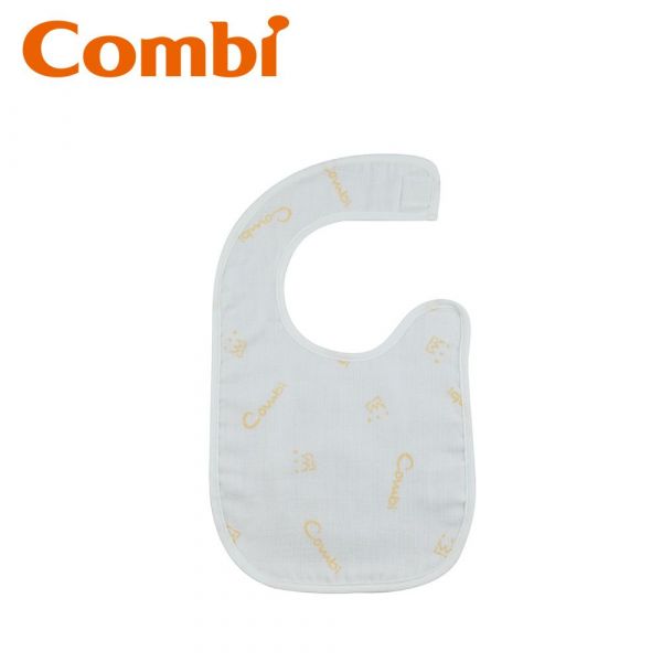 日本 Combi - 經典六層紗側開圍兜-橘色