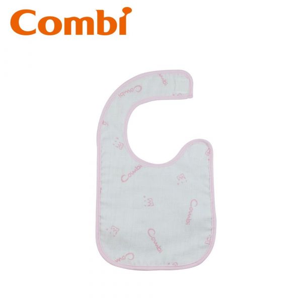 日本 Combi - 經典六層紗側開圍兜-粉色