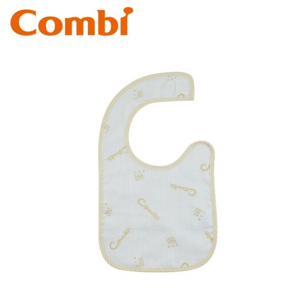 日本 Combi - 經典六層紗側開圍兜-褐色