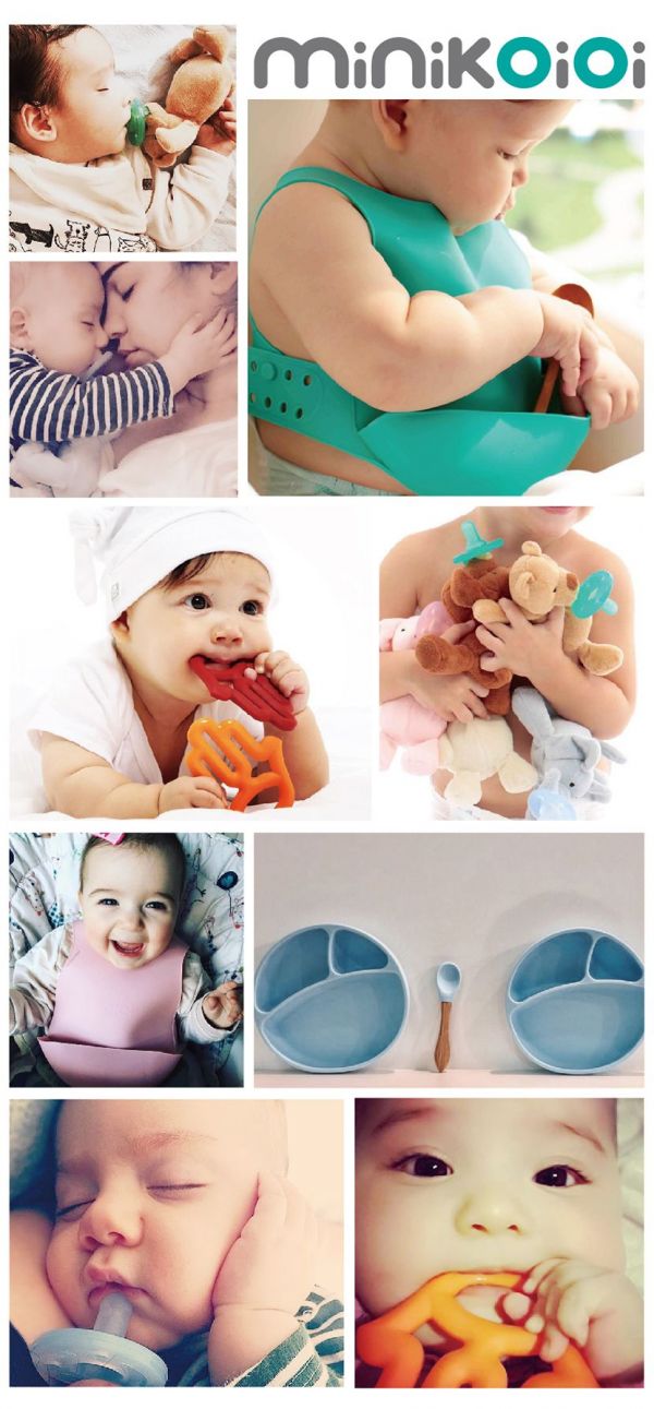 土耳其 minikoioi - X型立體矽膠圍兜-薔薇粉