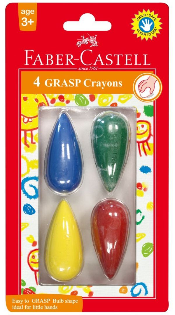 輝柏 FABER-CASTELL - 水滴可擦拭學齡蠟筆-4色