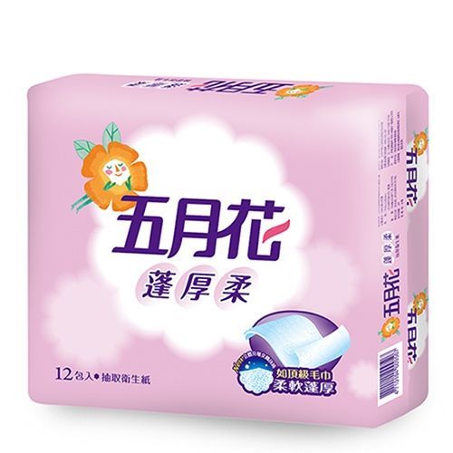 五月花 - 蓬厚柔頂級抽取衛生紙-100抽x12包x6袋