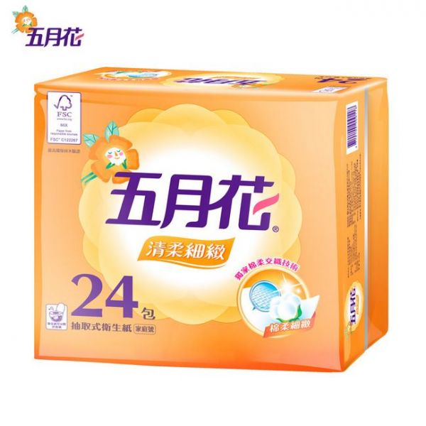 五月花 - 清柔抽取衛生紙-100抽x24包x3袋