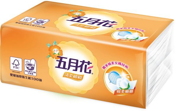 五月花 - 清柔抽取衛生紙-100抽x24包x3袋