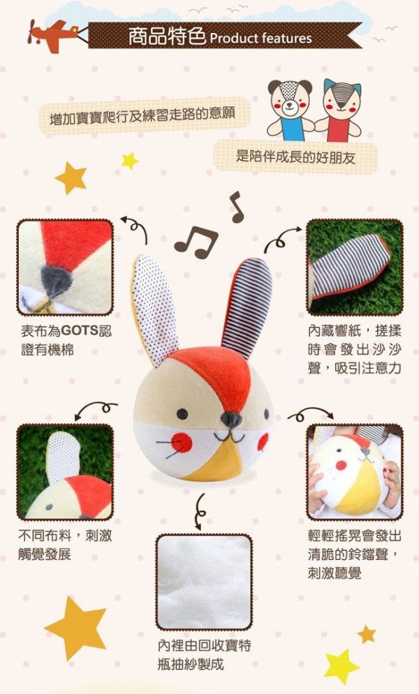 美國 Petit Collage - 有機棉布球-妙妙兔