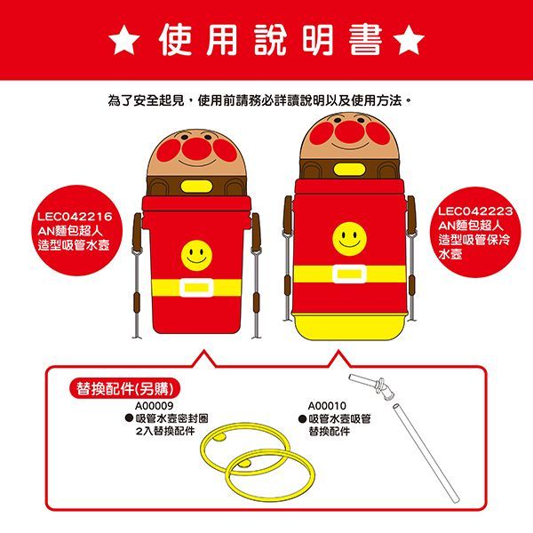 日本麵包超人 - AN麵包超人造型吸管水壼-400ml