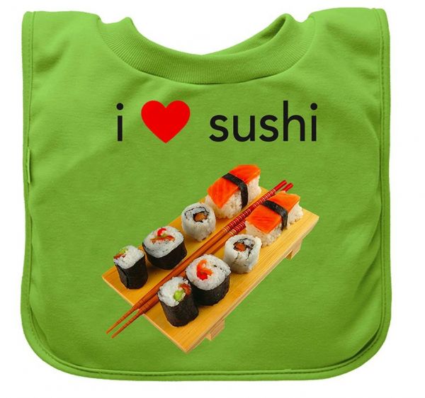 美國 green sprouts - 小綠芽套頭式雙層吸水/防水【口水巾圍兜】單入組-綠色壽司