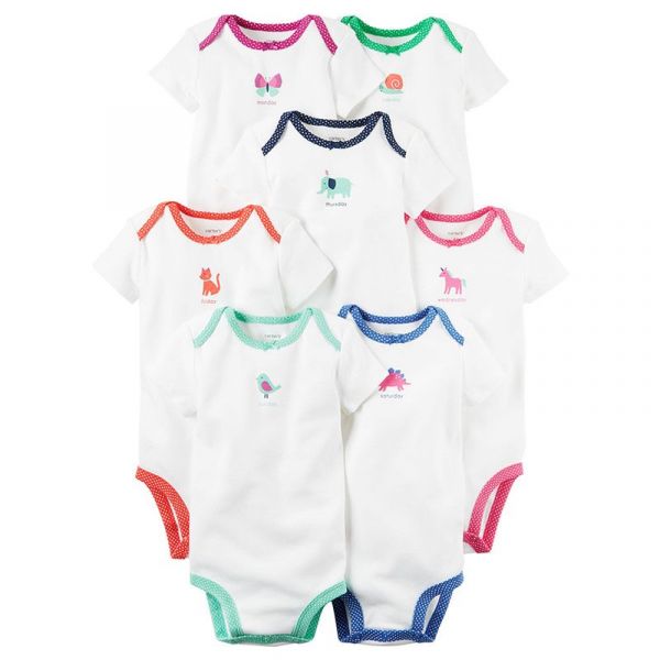 美國 Carter's - 嬰幼兒短袖包屁衣七件組-歡樂世界