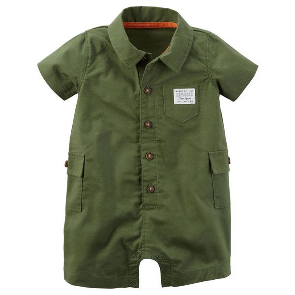 美國 Carter's - 嬰幼兒短袖連身衣-素面綠