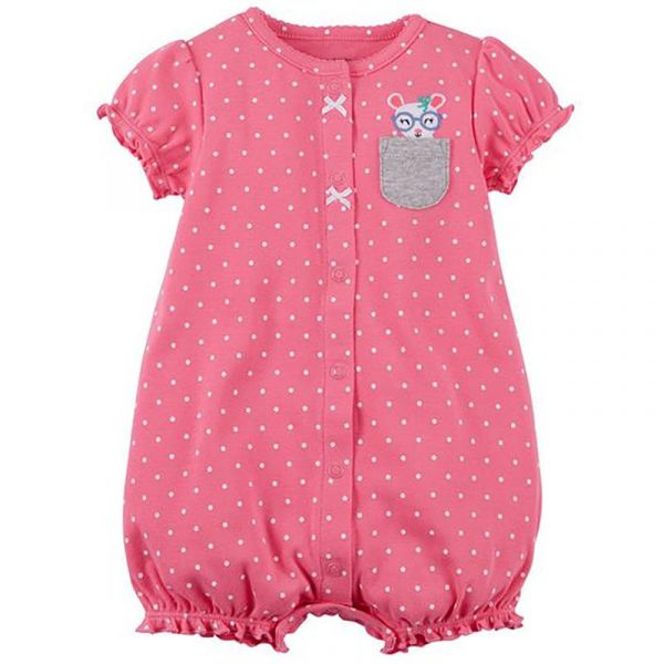 美國 Carter's - 嬰幼兒短袖連身衣-眼鏡白鼠