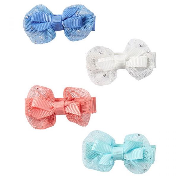 美國 Carter's - 髮夾四入組-網紗蝴蝶結 (單一尺寸)