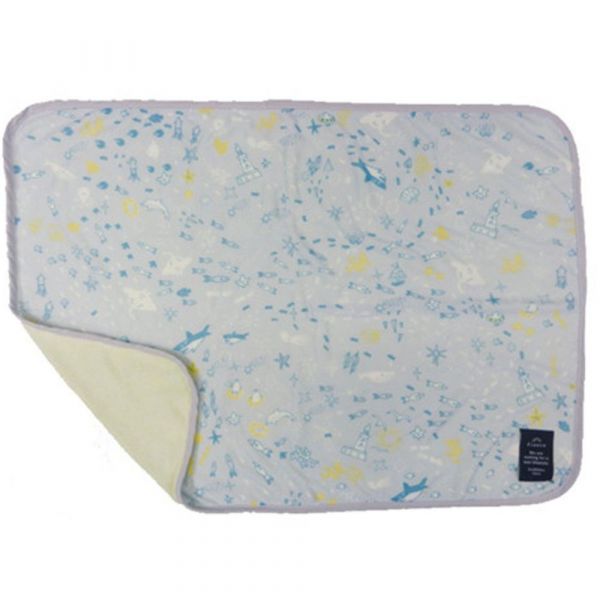 日本 SENBADO - 涼感小蓋毯/推車蓋巾-海洋-藍灰 (S(50x70cm))