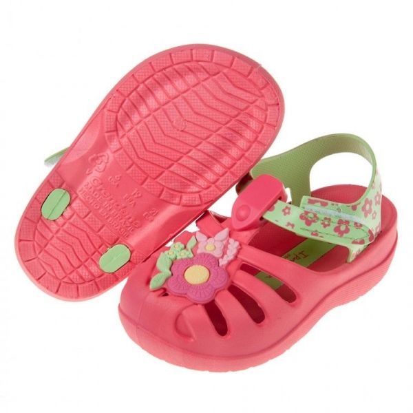 巴西 Ipanema - 童趣夏日花漾桃紅色寶寶涼鞋