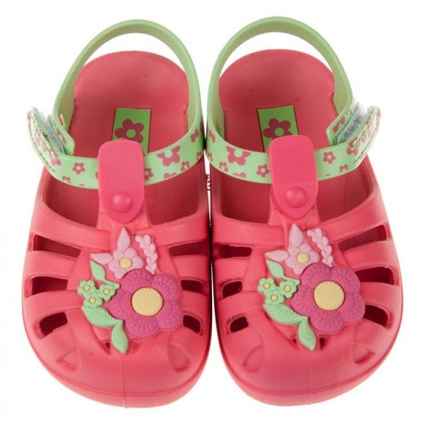 巴西 Ipanema - 童趣夏日花漾桃紅色寶寶涼鞋