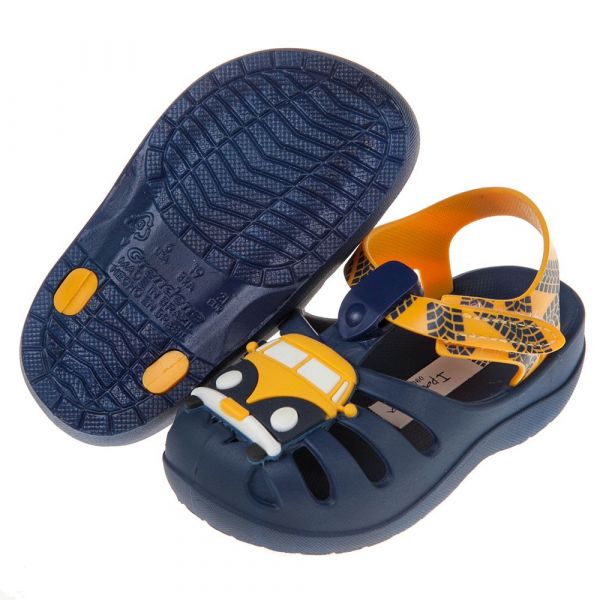 巴西 Ipanema - 巴西 Ipanema 寶寶涼鞋/香香鞋-童趣巴士列車-藍黃色