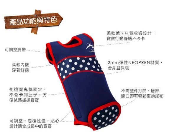 英國康飛登 - KF 嬰兒保暖泳衣-點點藍