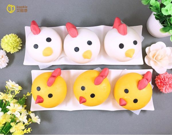 艾酷奇 - 動物饅頭組B-(6入/袋)-(全素)-白小雞饅頭*3 黃小雞饅頭*3-50g±5%