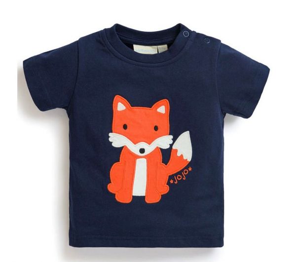英國 JoJo Maman BeBe - 嬰幼兒短袖純棉上衣單入組-可愛狐狸