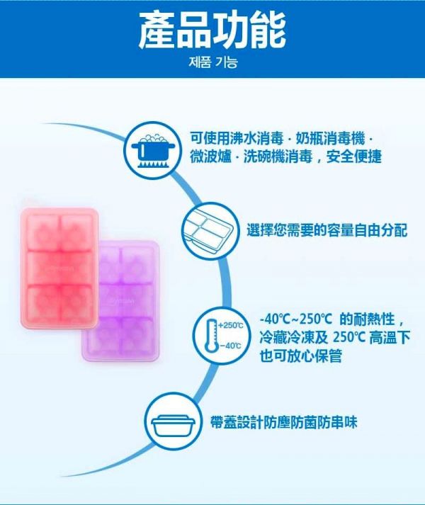 韓國 sillymann - 100%鉑金矽膠副食品分裝盒-12格-紫色-30ml/格