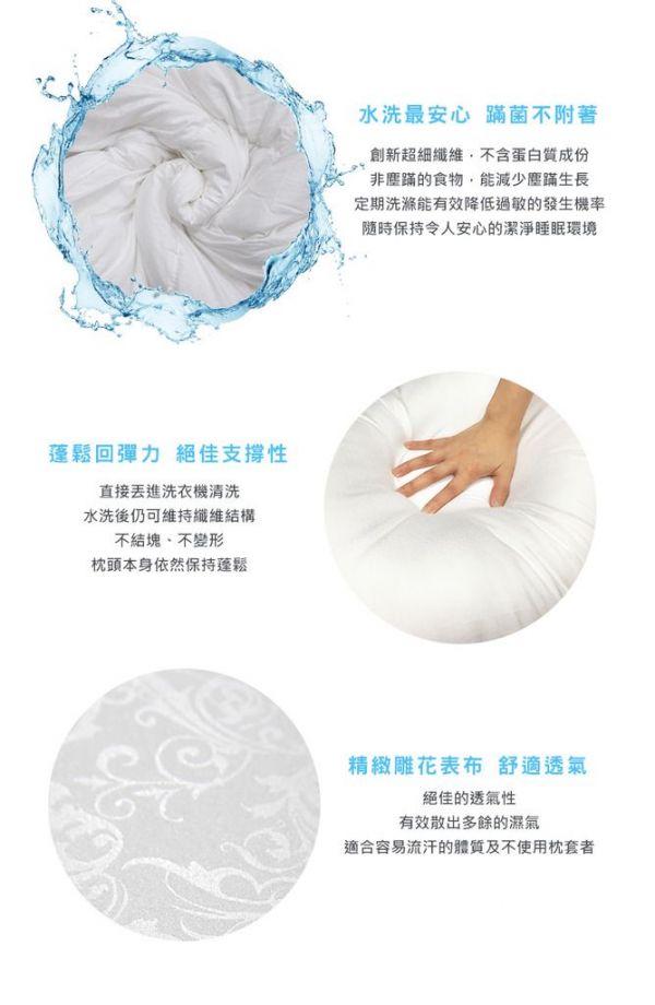 格蕾寢飾 Great Living - 超細纖維可水洗抑菌極致舒柔枕-二入