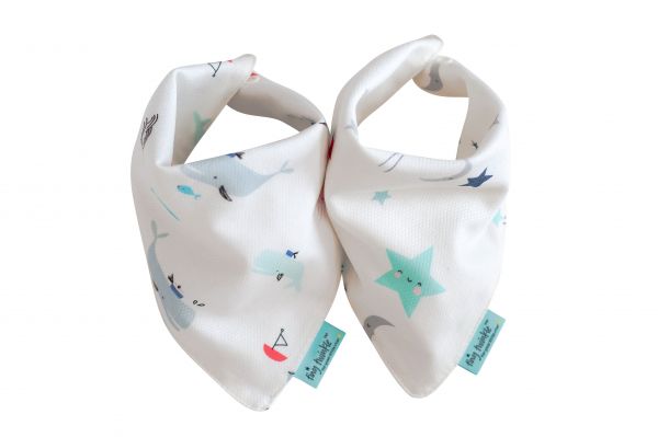 美國 tiny twinkle - Drool Bibs 口水巾2入組-星星/鯨魚