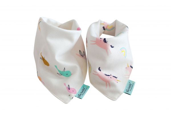 美國 tiny twinkle - Drool Bibs 口水巾2入組-小鳥/獨角獸