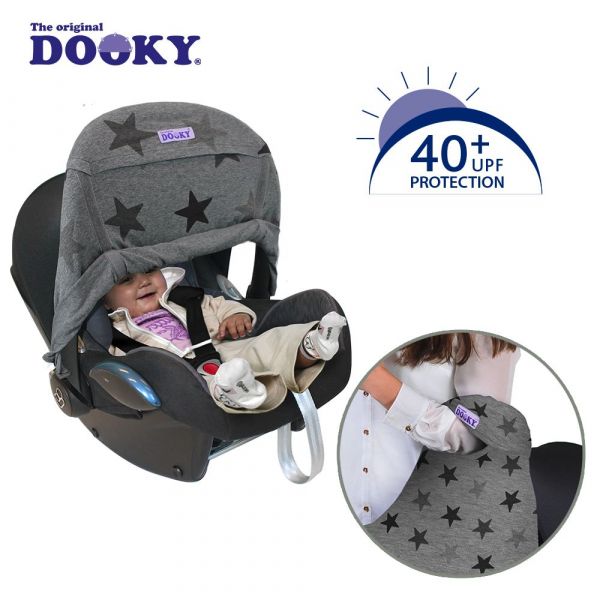 荷蘭 DOOKY - 抗 UV 手提汽座/嬰兒提籃前遮陽罩-鉛灰星星