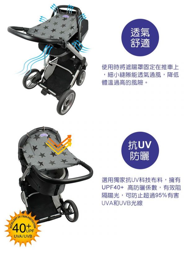 荷蘭 DOOKY - 抗 UV 萬用推車遮陽罩-深灰豪華版