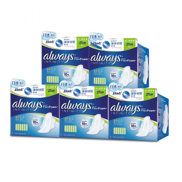 好自在 - 好自在INFINITY液體衛生棉 (量多日用27cm)-10片 x 5袋