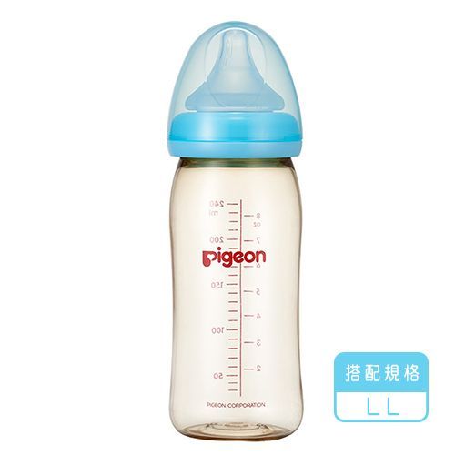 貝親 Pigeon - 母乳實感PPSU寬口奶瓶-藍色 (240ml)-LL奶嘴