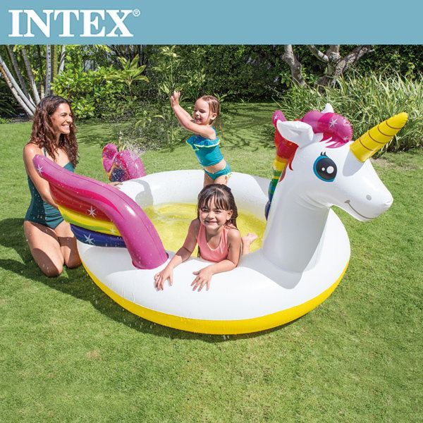 INTEX - 獨角獸噴水戲水游泳池(151L)適用2歲+