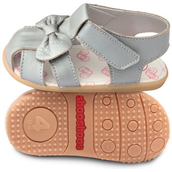 英國 shooshoos - 健康無毒真皮手工涼鞋/童鞋-銀蝴蝶