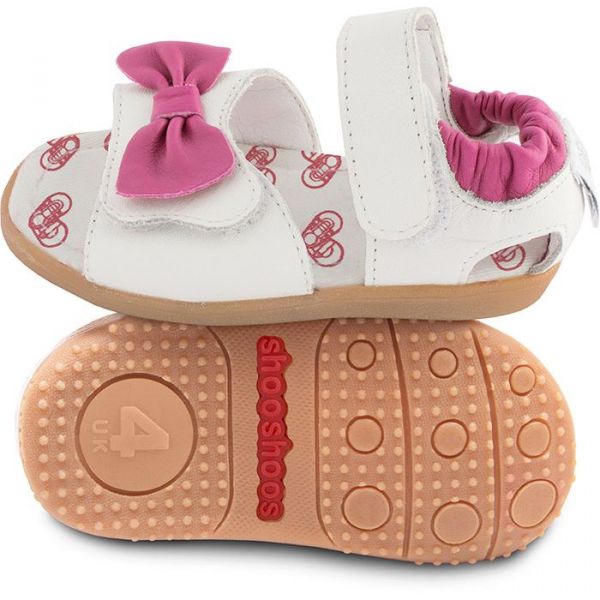 英國 shooshoos - 健康無毒真皮手工涼鞋/童鞋-粉蝴蝶