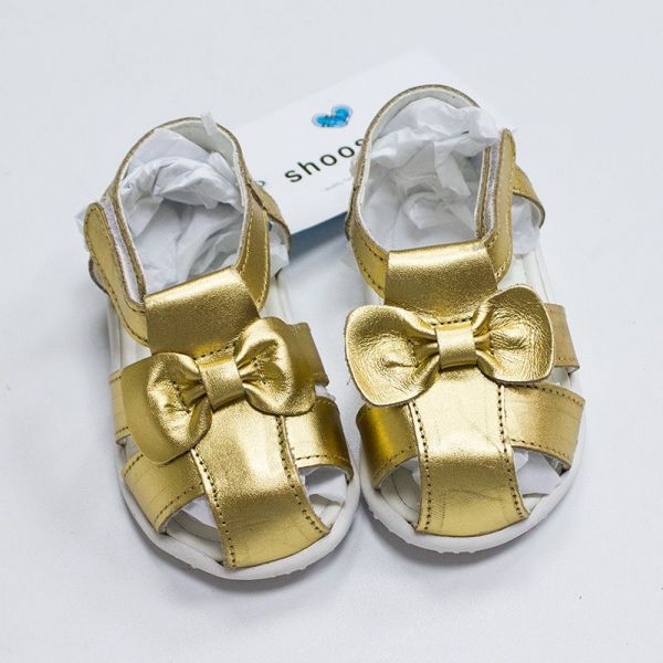 英國 shooshoos - 健康無毒真皮手工涼鞋/童鞋-蝴蝶金