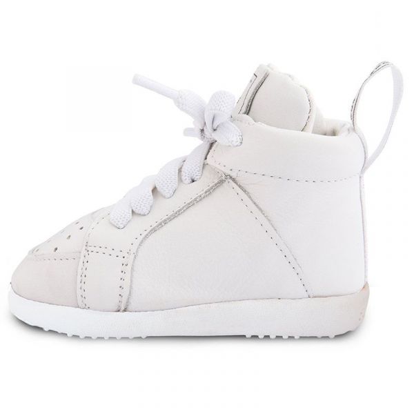 英國 shooshoos - 健康無毒真皮手工學步鞋/童鞋-簡約素面白