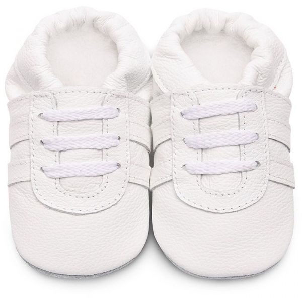 英國 shooshoos - 健康無毒真皮手工鞋/學步鞋/嬰兒鞋/室內鞋/室內保暖鞋-純白運動型