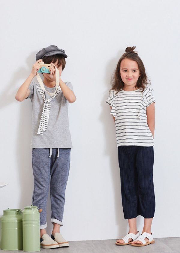 麗嬰房 Little moni - 肩拼接上衣-麻花灰