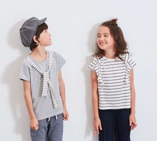 麗嬰房 Little moni - 肩拼接上衣-麻花灰